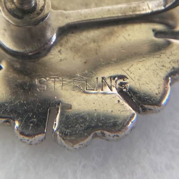 VTG Sterling Silver 925 Marcasite Floral Flower Screw Back Earrings - Picture 8 of 16